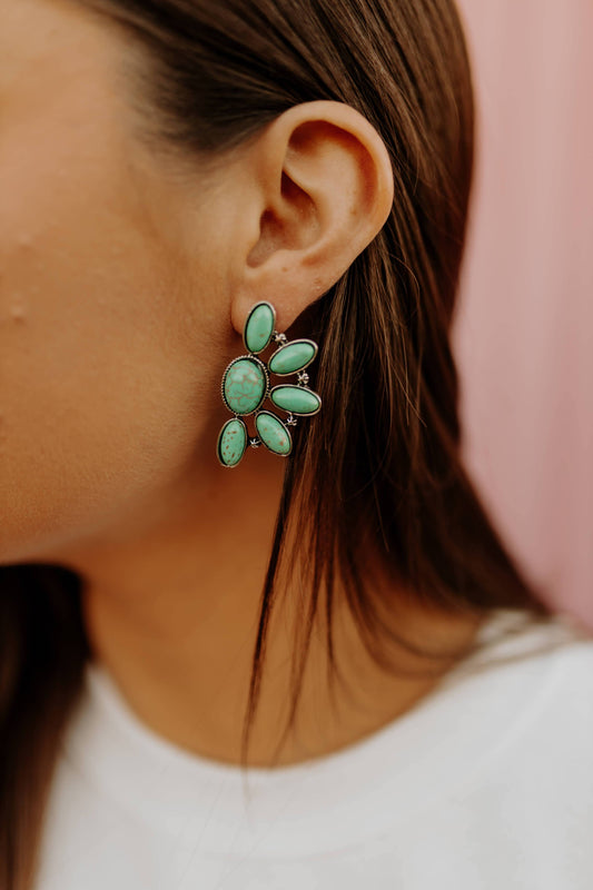Turquoise Cluster Stud Earrings